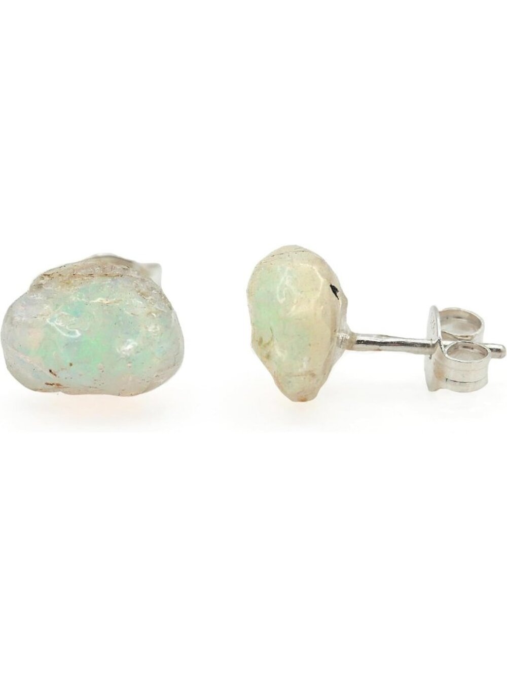 Handcrafted Raw Gemstone Stud Earrings | Sterling Silver Post & Butterfly Backs